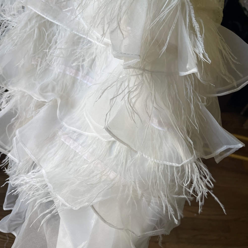 Elegant Strapless White Lace Wedding Dress Plus Size - Picture 9 of 16